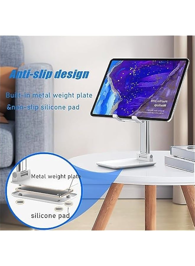 حامل هاتف محمول قابل للطي بالكامل مع وسادة سيليكون للمكتب وزاوية ارتفاع قابلة للتعديل، يتوافق مع جميع الهواتف المحمولة، اللون الأبيض، MT-6 - Image 3